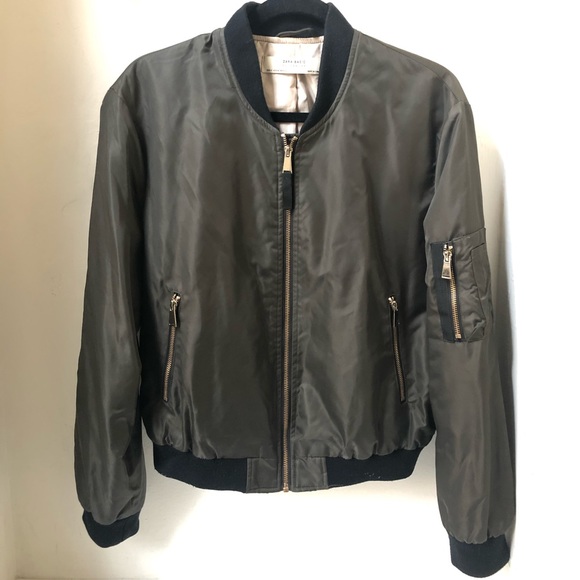 Zara Jackets & Blazers - Zara olive green bomber jacket size M